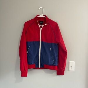 Forever 21 man jacket zip up navy and red cute jacket need to sell size small